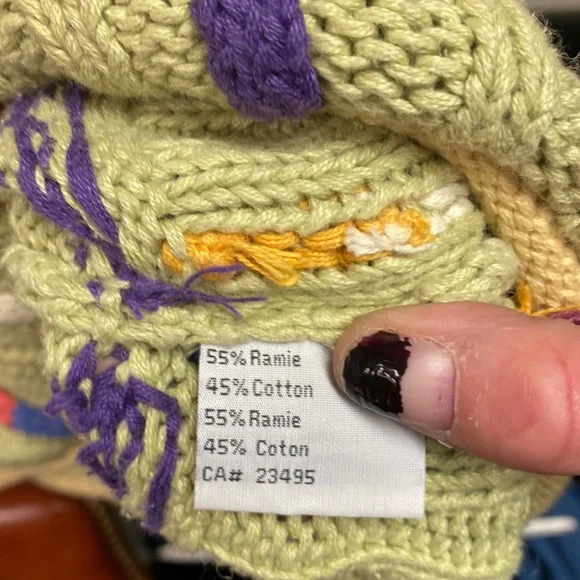 Icelandic designs knit zip down art to wear high collar cardigan ramie cotton - Picture 8 of 8